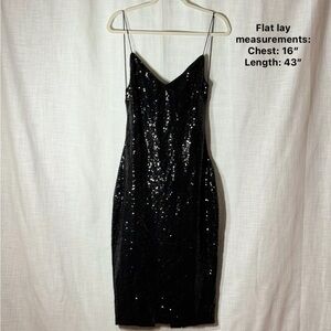 Boohoo Black Sequin Slip Midi Dress 10 Spaghetti Strap Glam Party Night Out Look